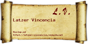 Latzer Vincencia névjegykártya